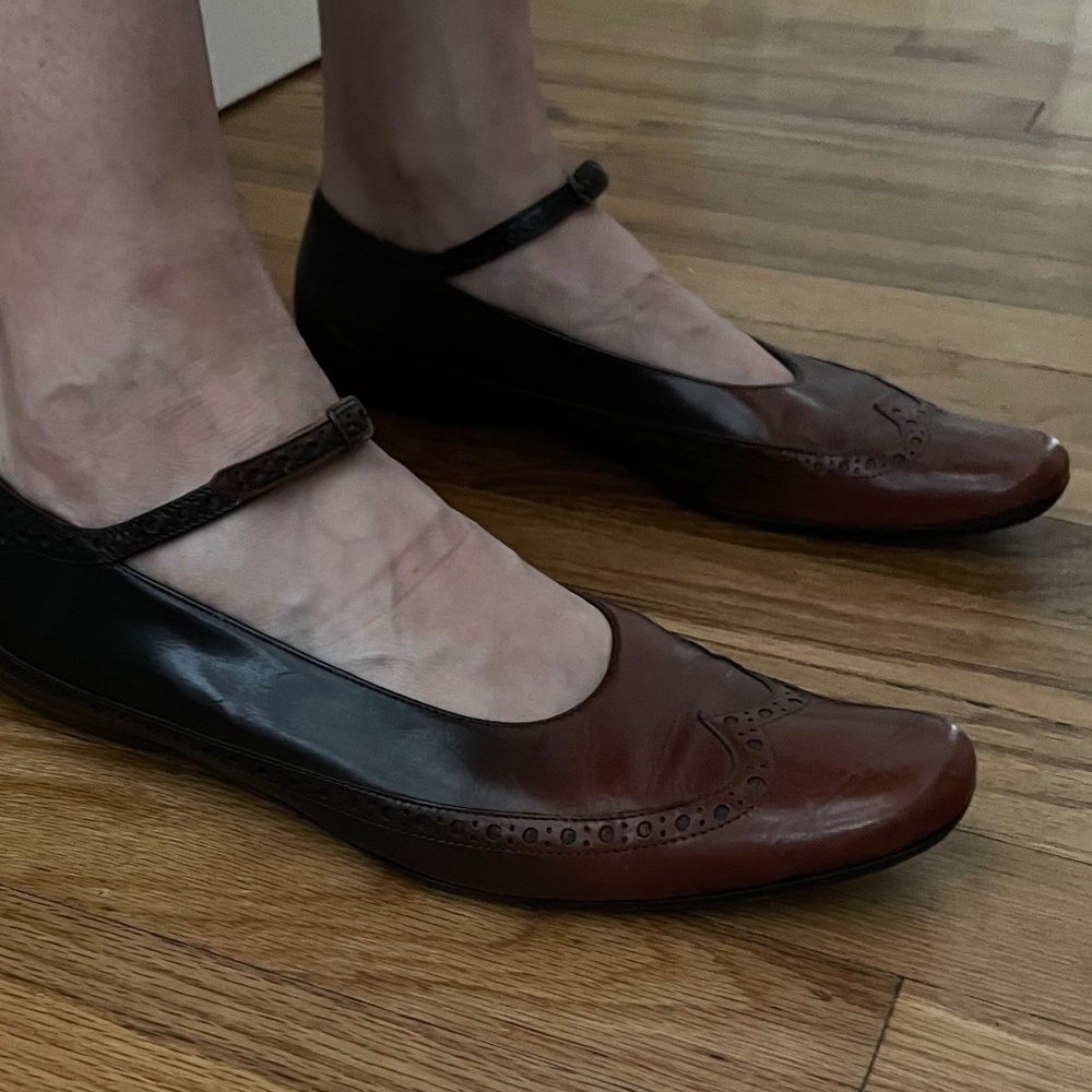 Dries Van Noten brown Leather wing tip brogue mary jane shoes 37.5